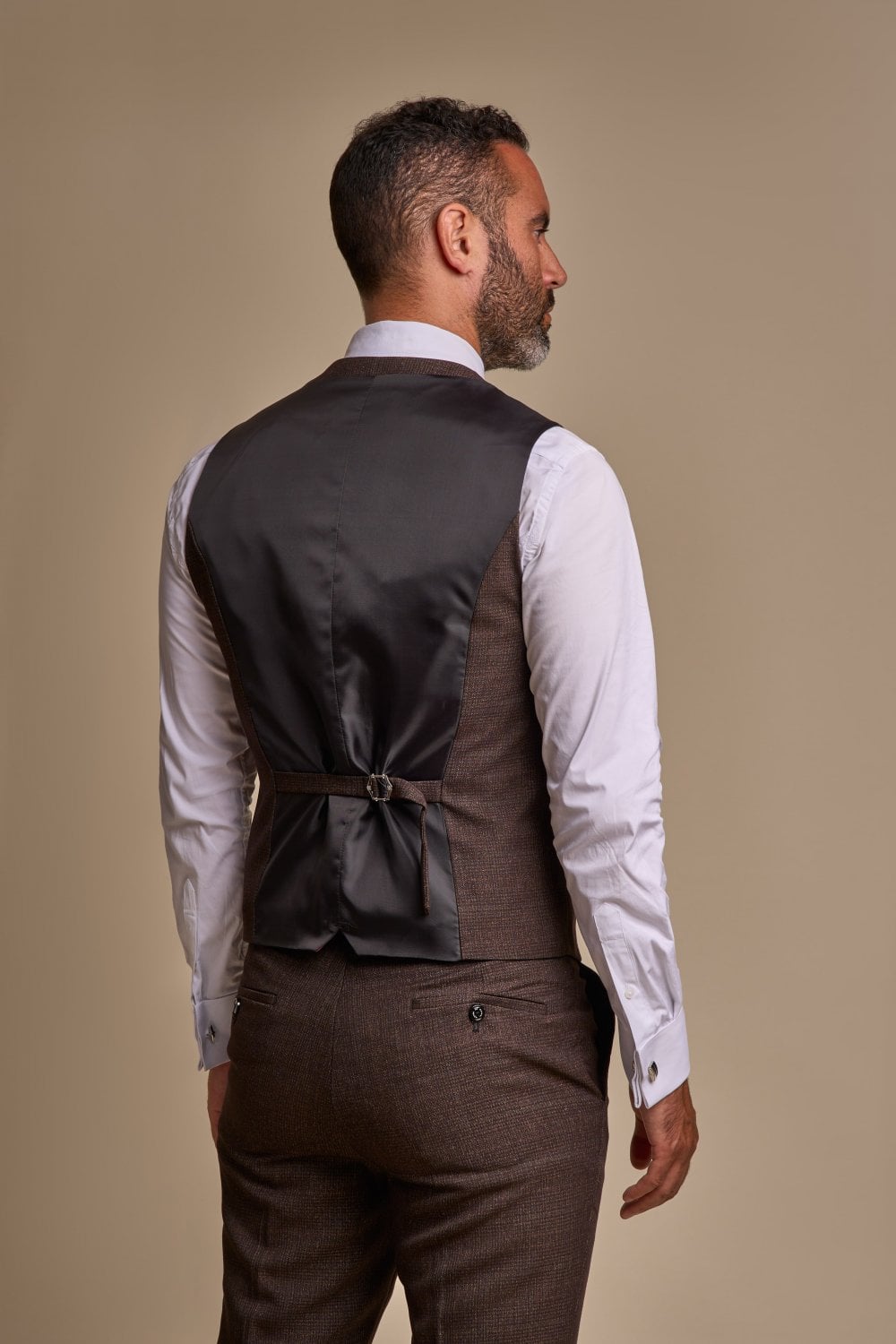 CARIDI – BROWN CHECK TAILORED FIT WAISTCOAT CAVANI