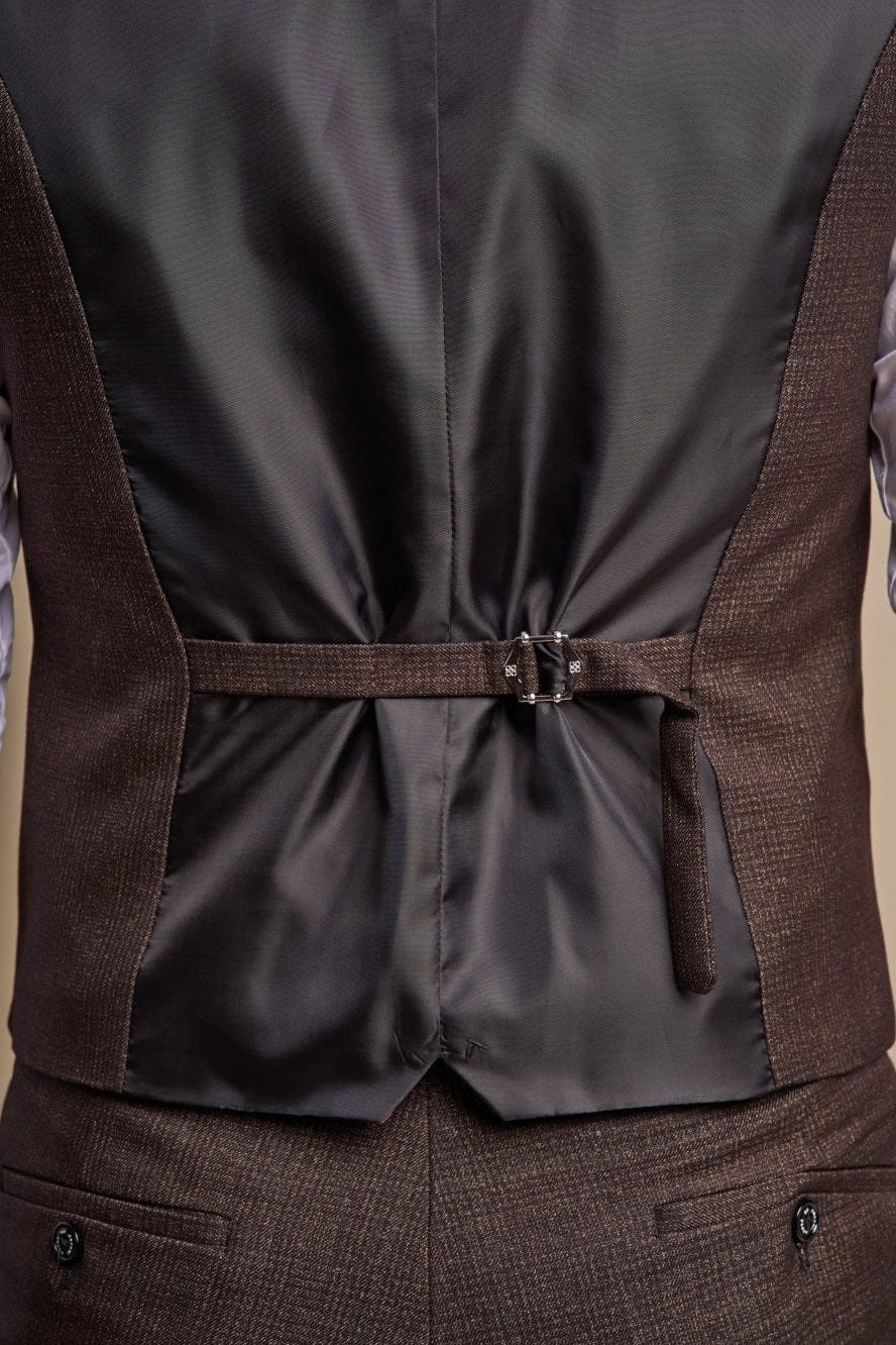 CARIDI – BROWN CHECK TAILORED FIT WAISTCOAT CAVANI