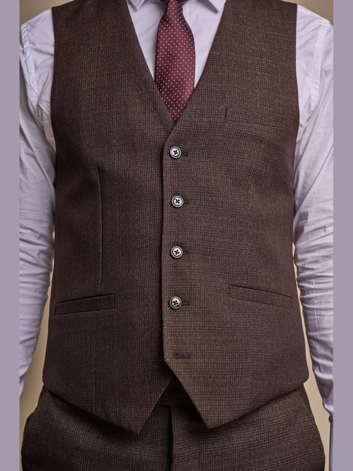 CARIDI – BROWN CHECK TAILORED FIT WAISTCOAT CAVANI