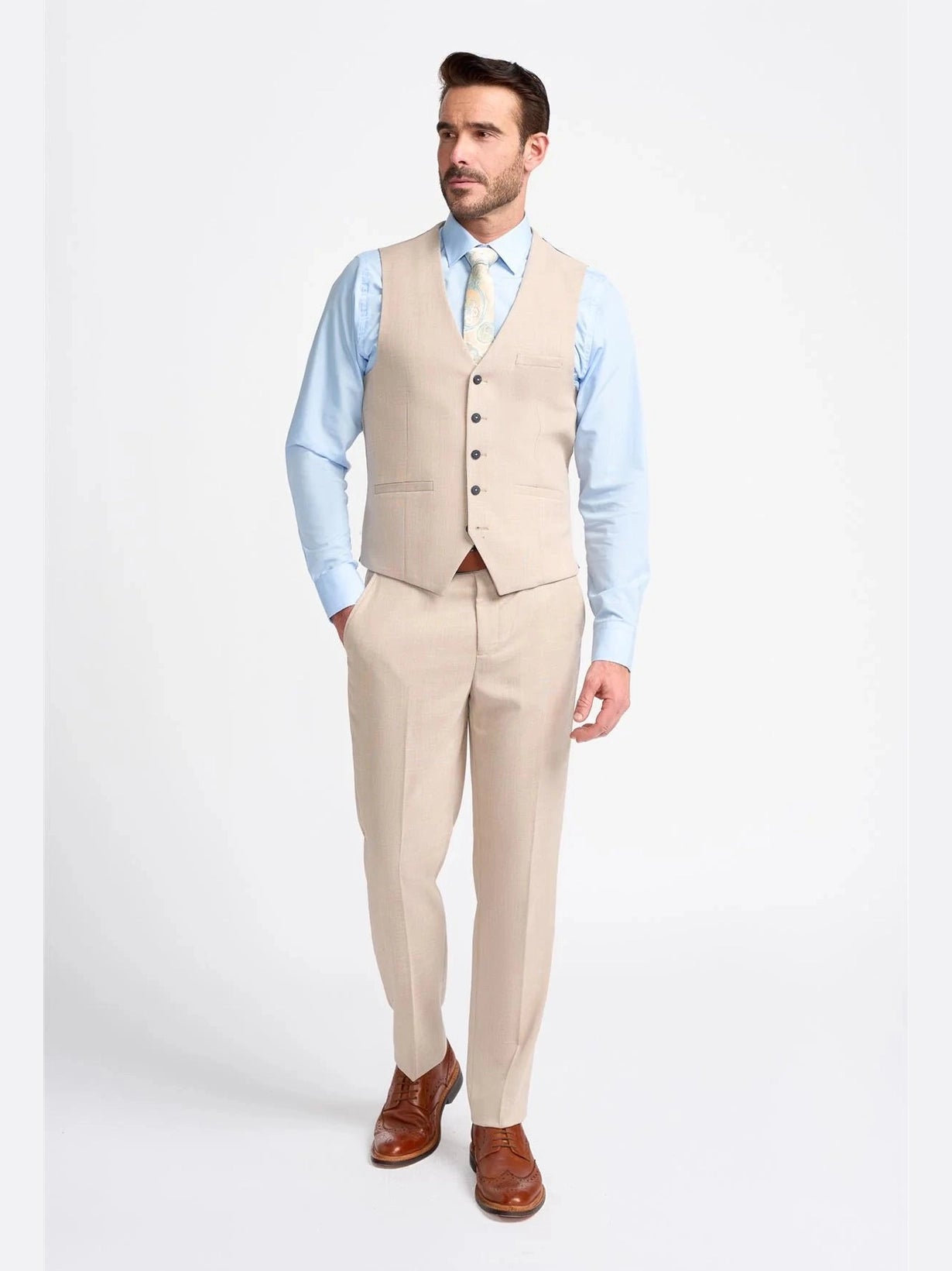MIAMI – STONE LINEN BLEND TAILORED WAISTCOAT CAVANI