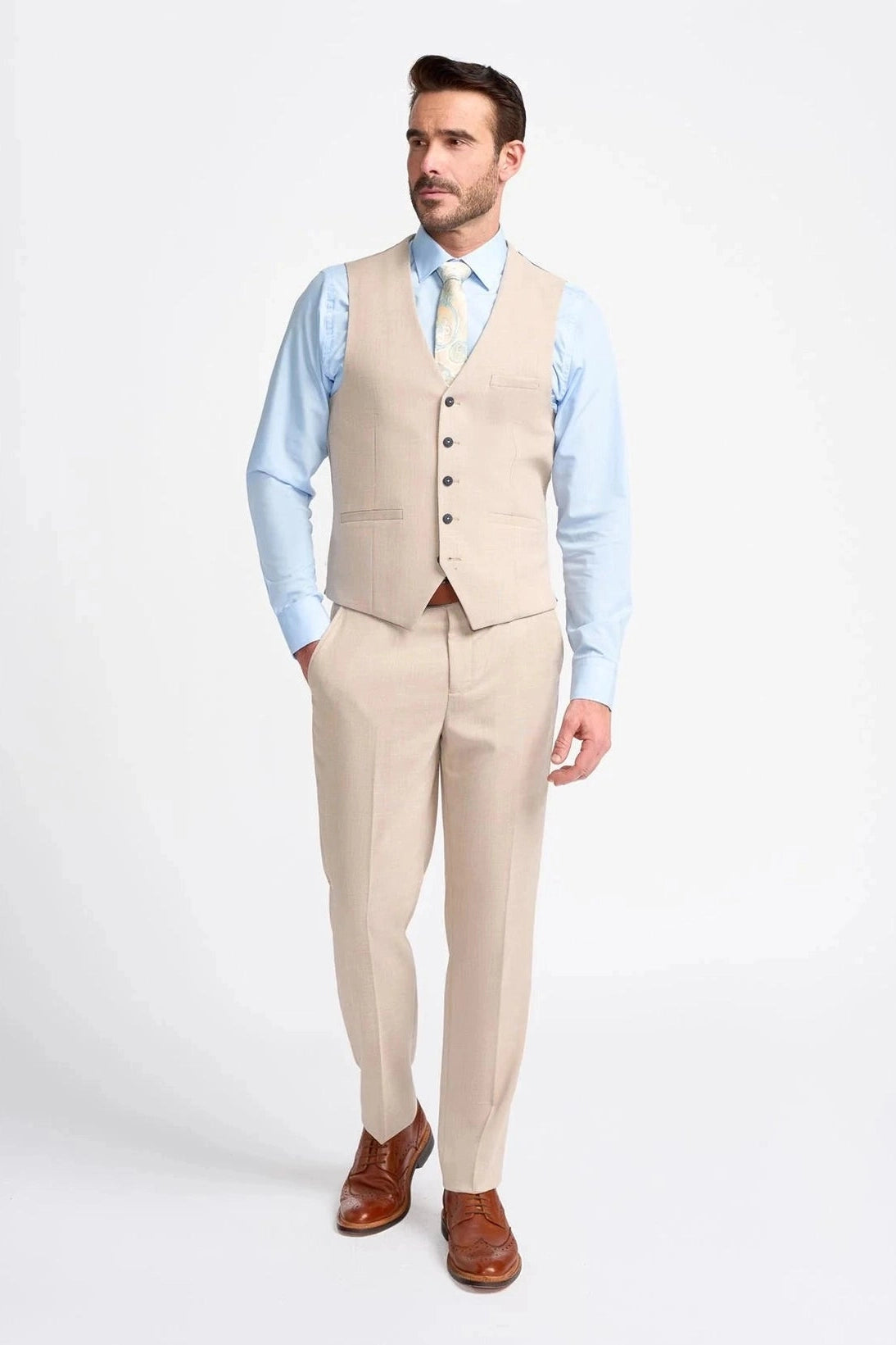 MIAMI – STONE LINEN BLEND TAILORED WAISTCOAT CAVANI