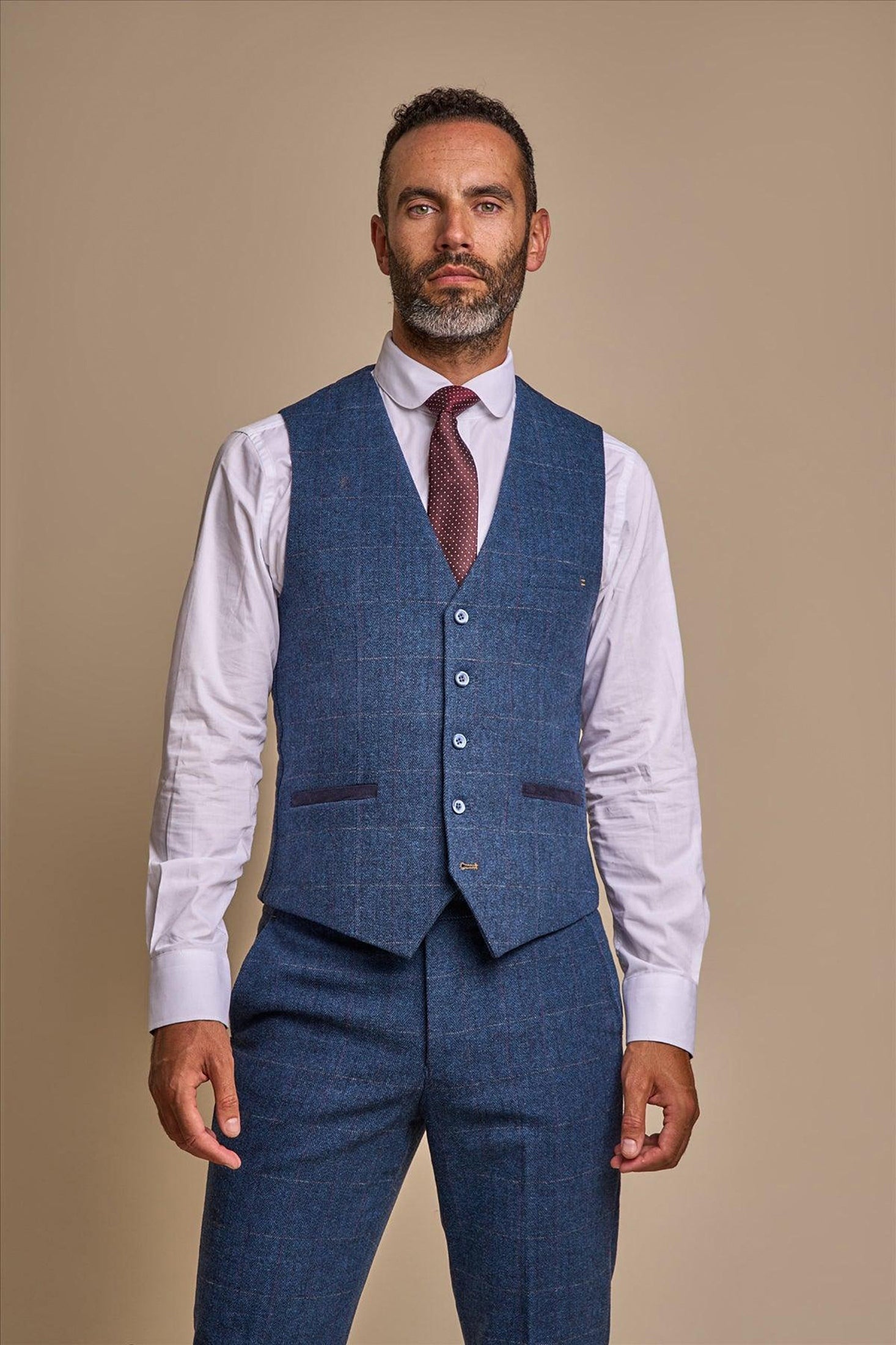 CARNEGI - BLUE TWEED CHECK BLAZER CAVANI
