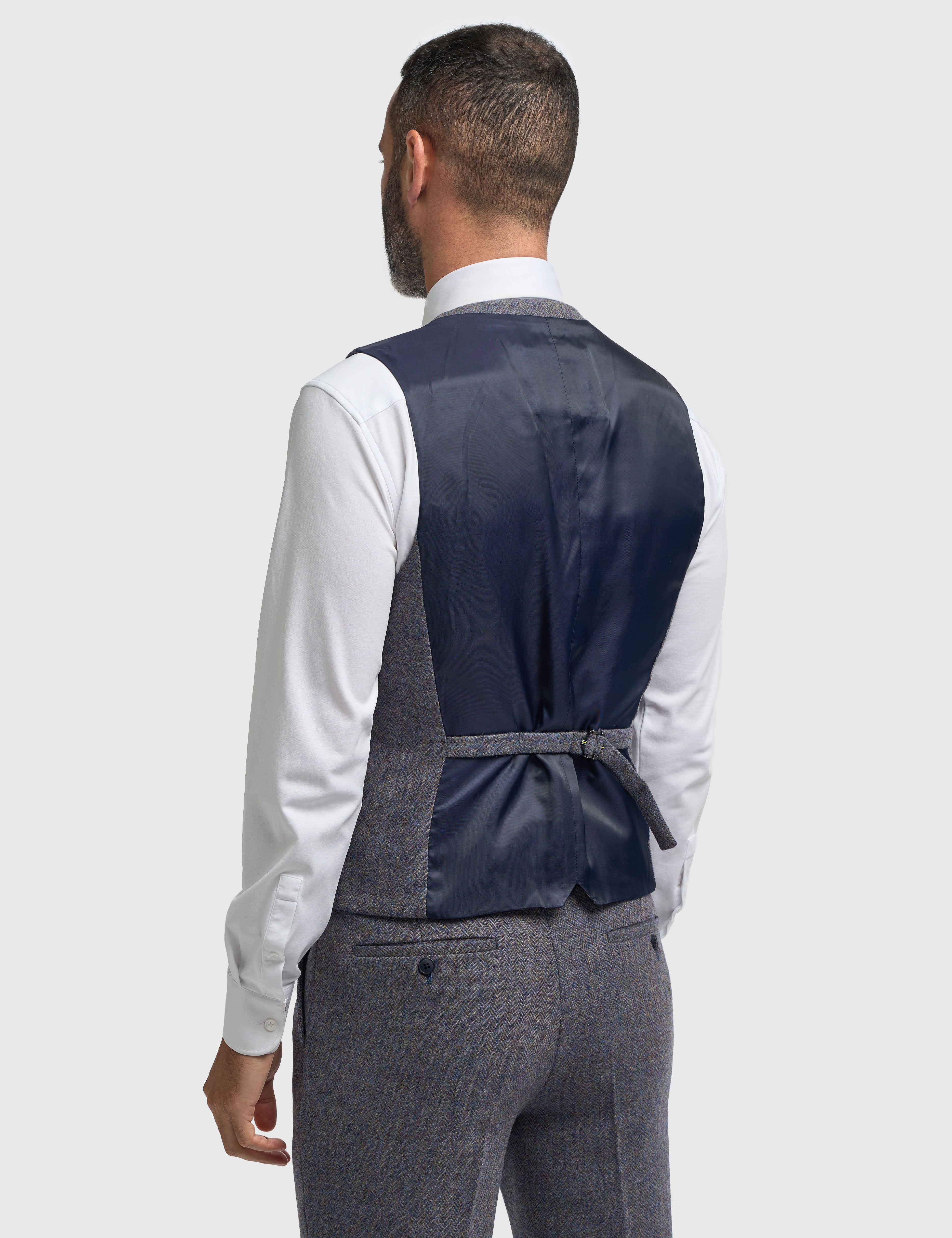 CAVANI – Thomas Savoy Grey Wool Rich Herringbone Waistcoat