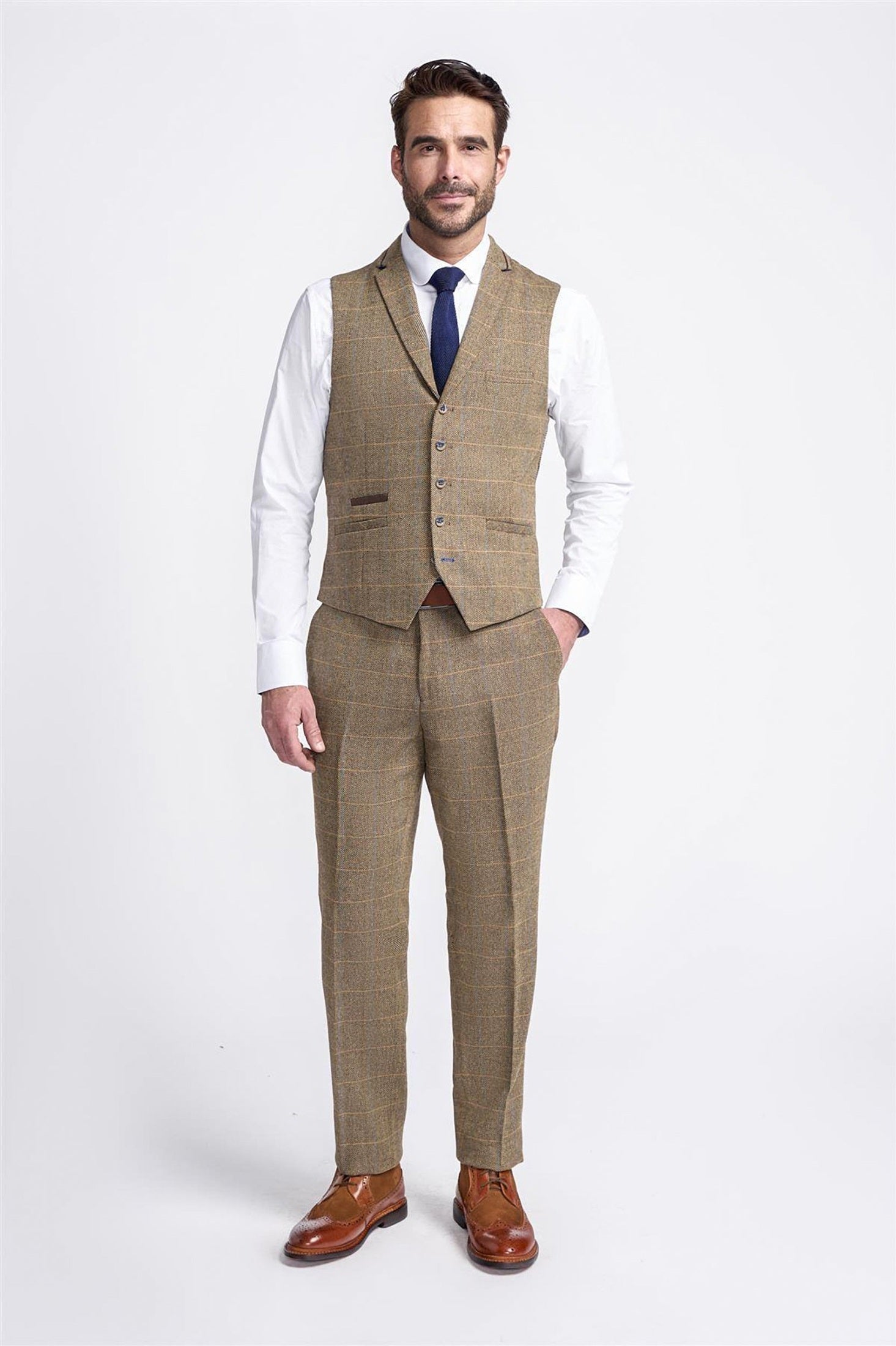 ALBERT BROWN TWEED CHECK WAISTCOAT CAVANI