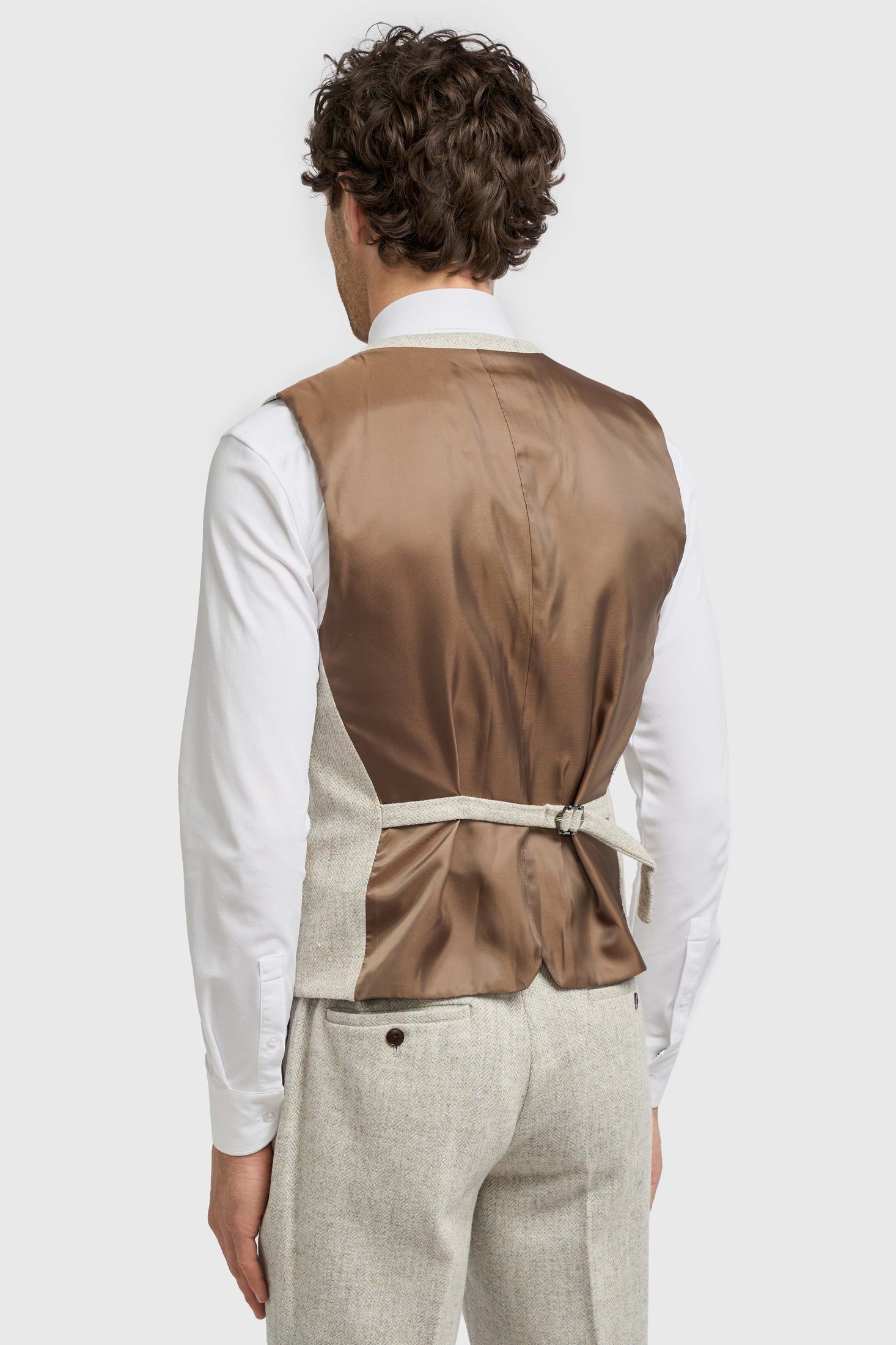 CAVANI – Thomas Pearl Grey Grey Wool Rich Herringbone Waistcoat