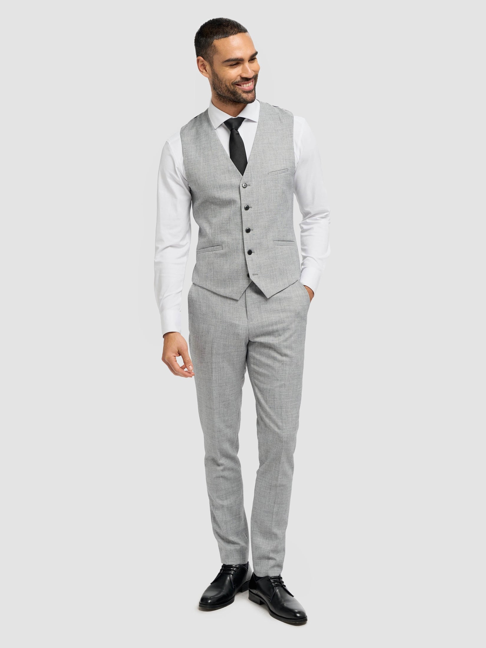 Cavani – Malibu Grey Sharkskin Tailored Waistcoat