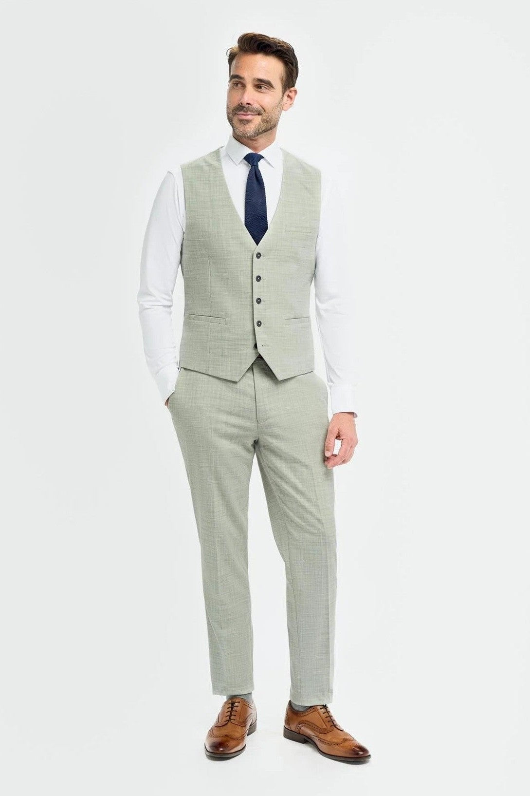 Camden Sage Green Tailored Wedding Waistcoat