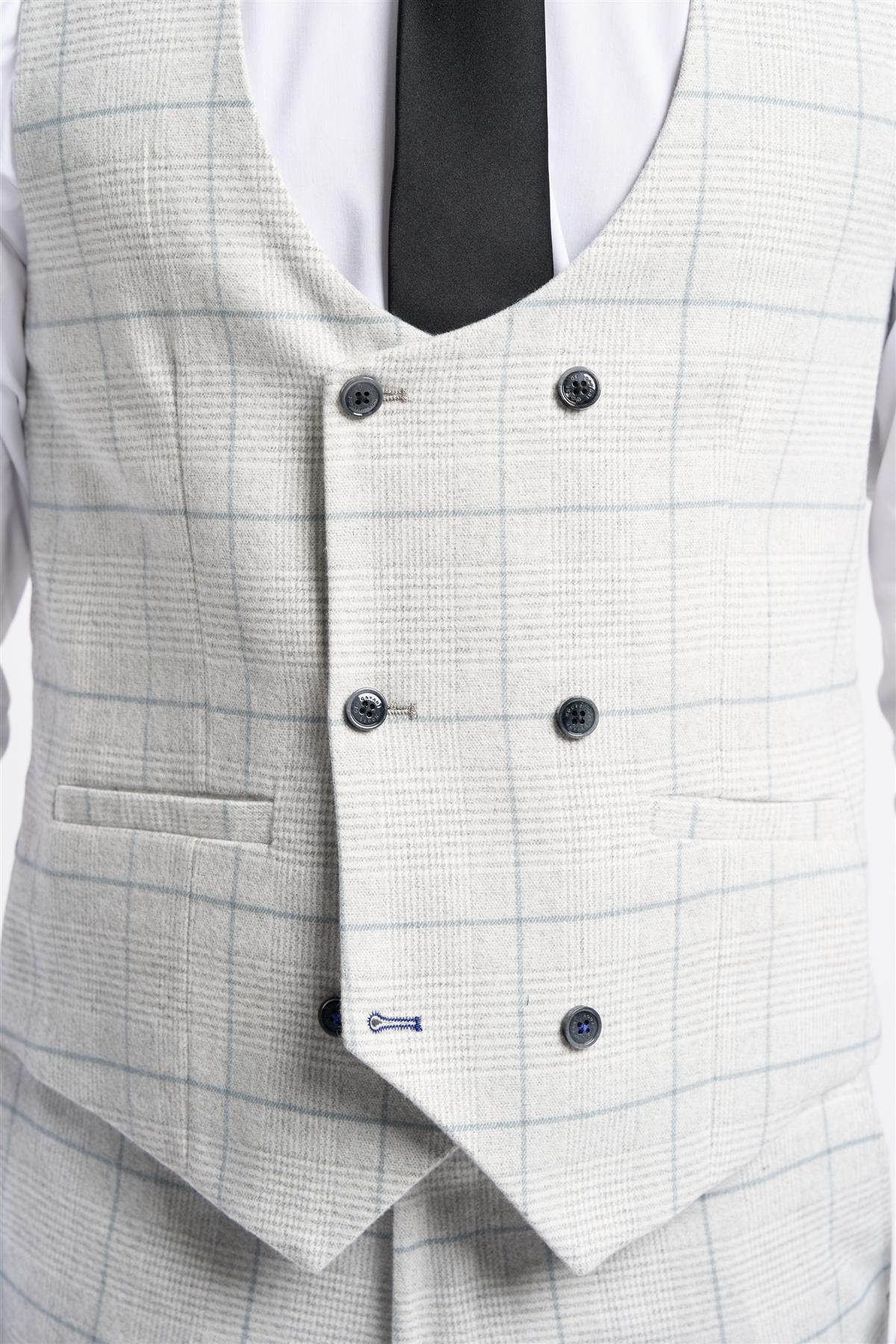 RADHIKA WHITE CHECK WAISTCOAT CAVANI