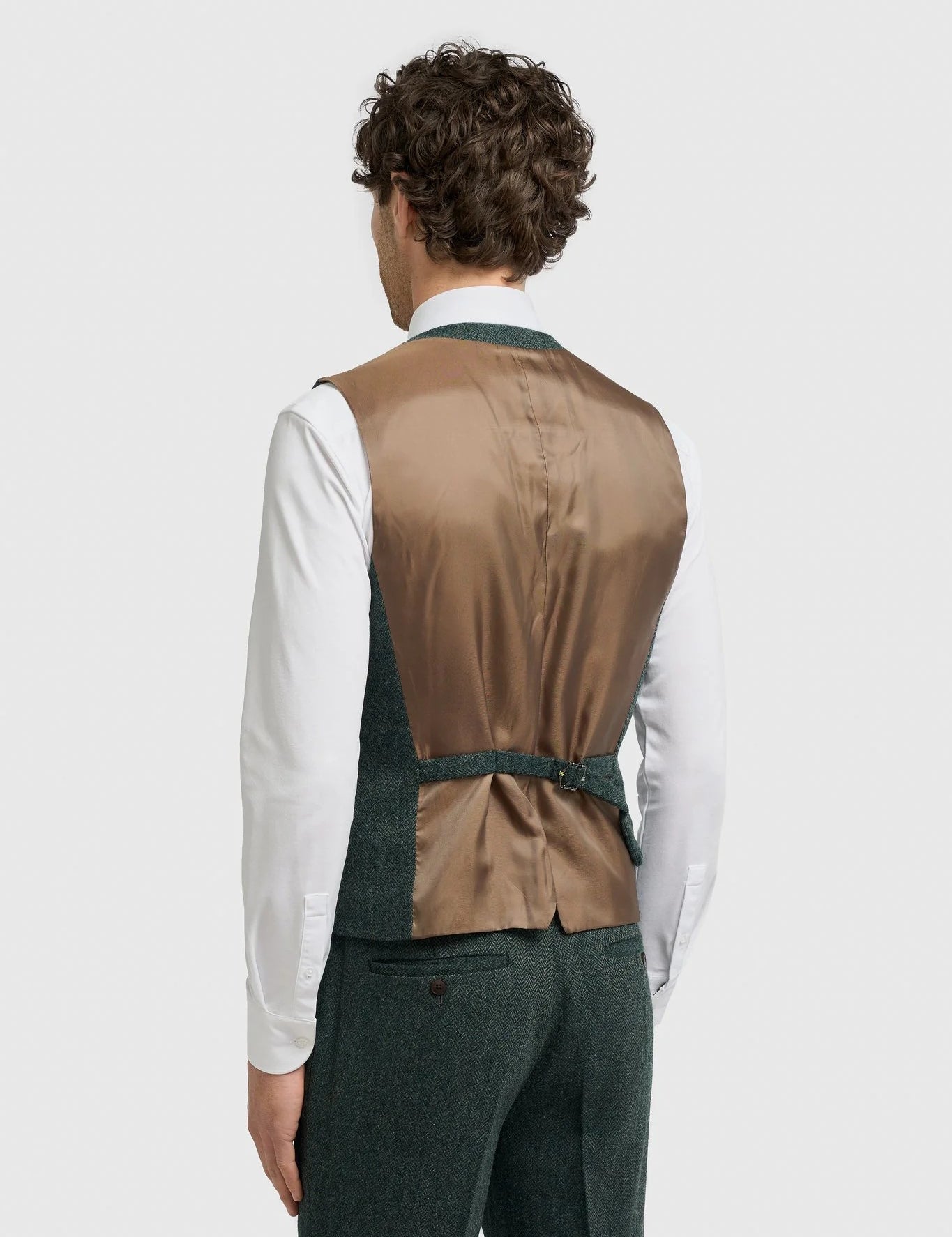 CAVANI – Thomas Olive Green Herringbone Waistcoat
