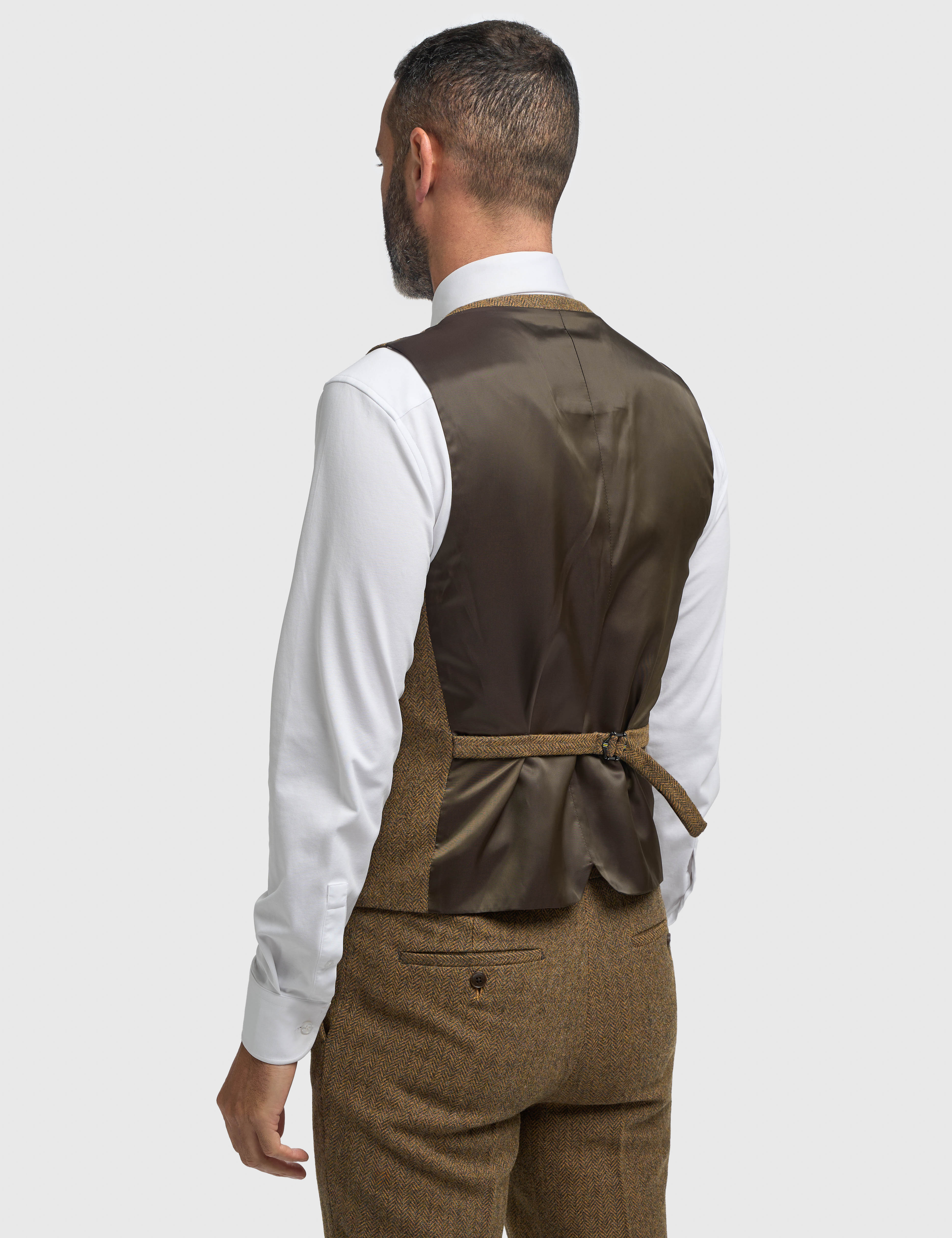 CAVANI – Thomas Brown Wool Rich Herringbone Waistcoat