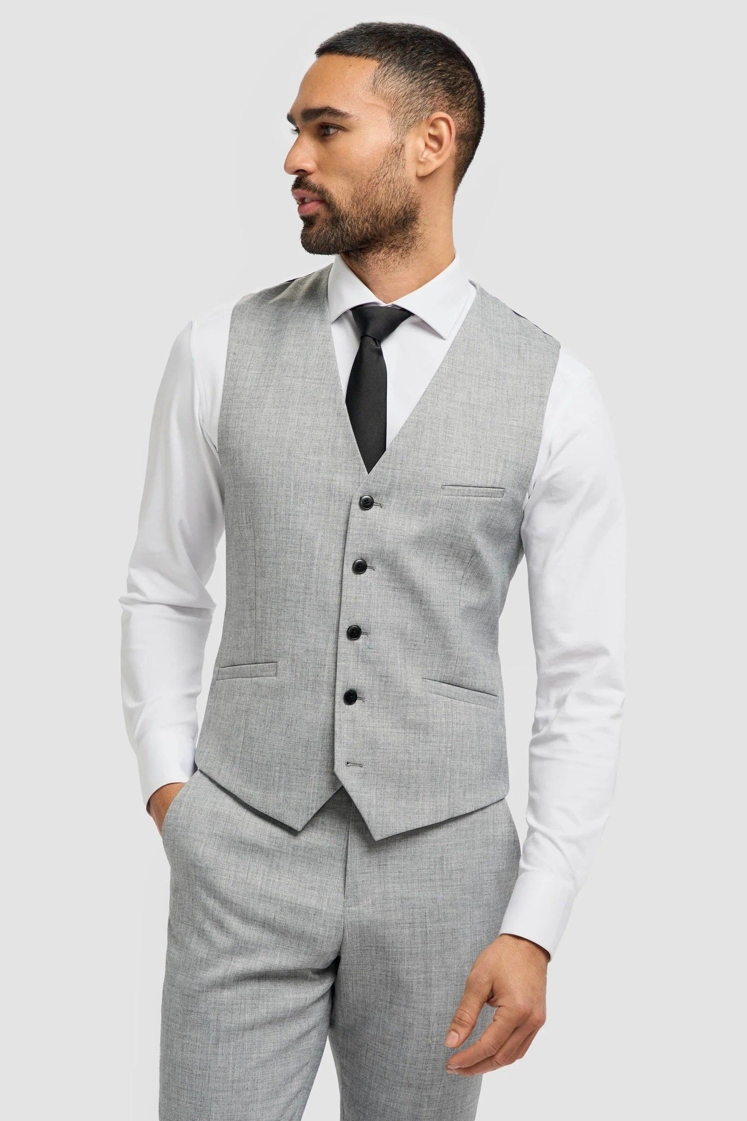 Cavani – Malibu Grey Sharkskin Tailored Waistcoat