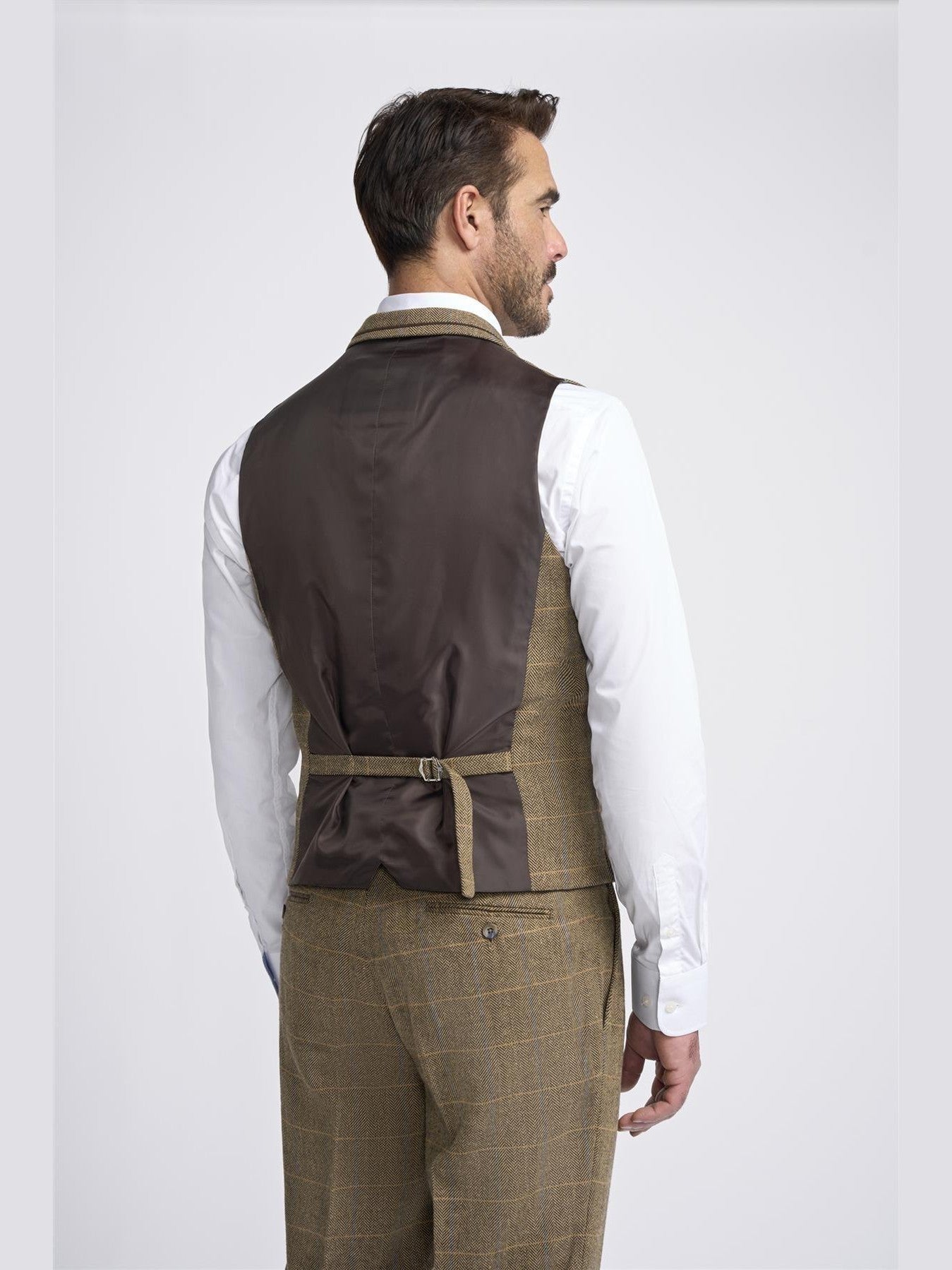 MENS ALBERT BROWN TWEED THREE PIECE SUIT CAVANI