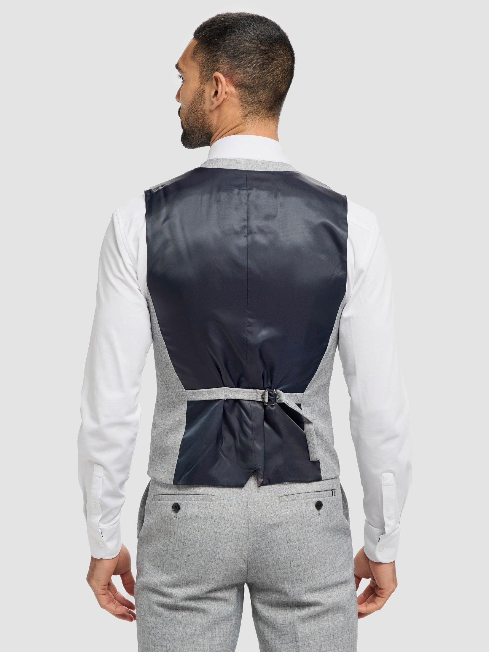 Cavani – Malibu Grey Sharkskin Tailored Waistcoat