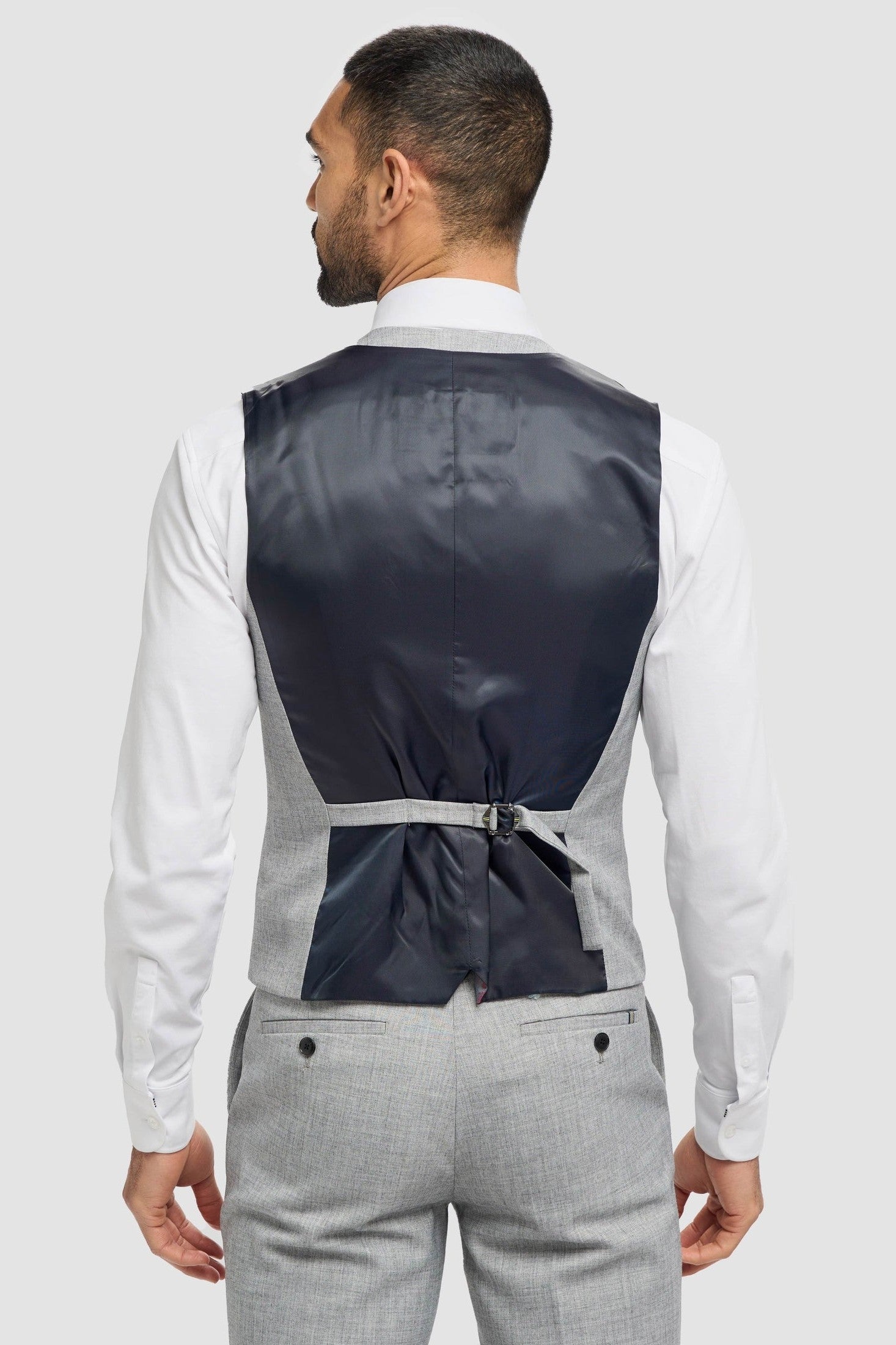 Cavani – Malibu Grey Sharkskin Tailored Waistcoat