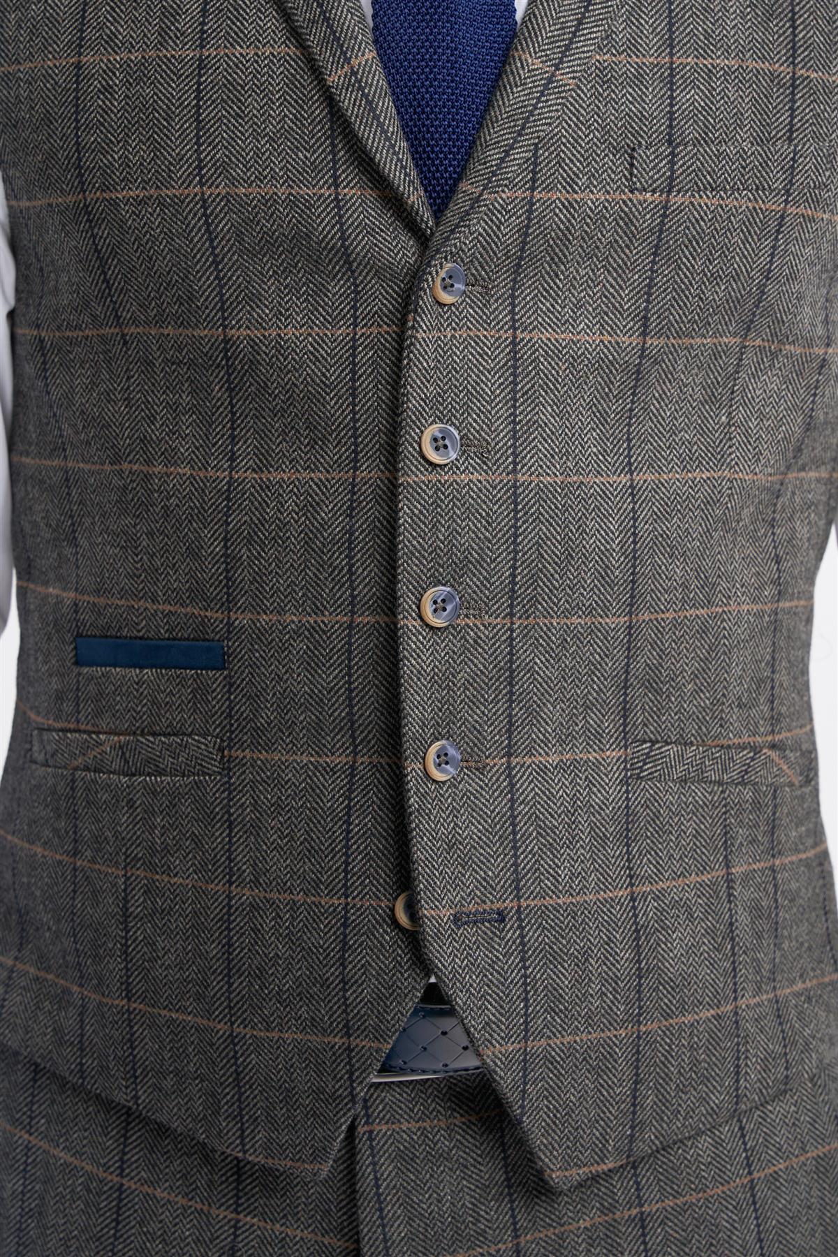 ALBERT GREY TWEED CHECK WAISTCOAT CAVANI