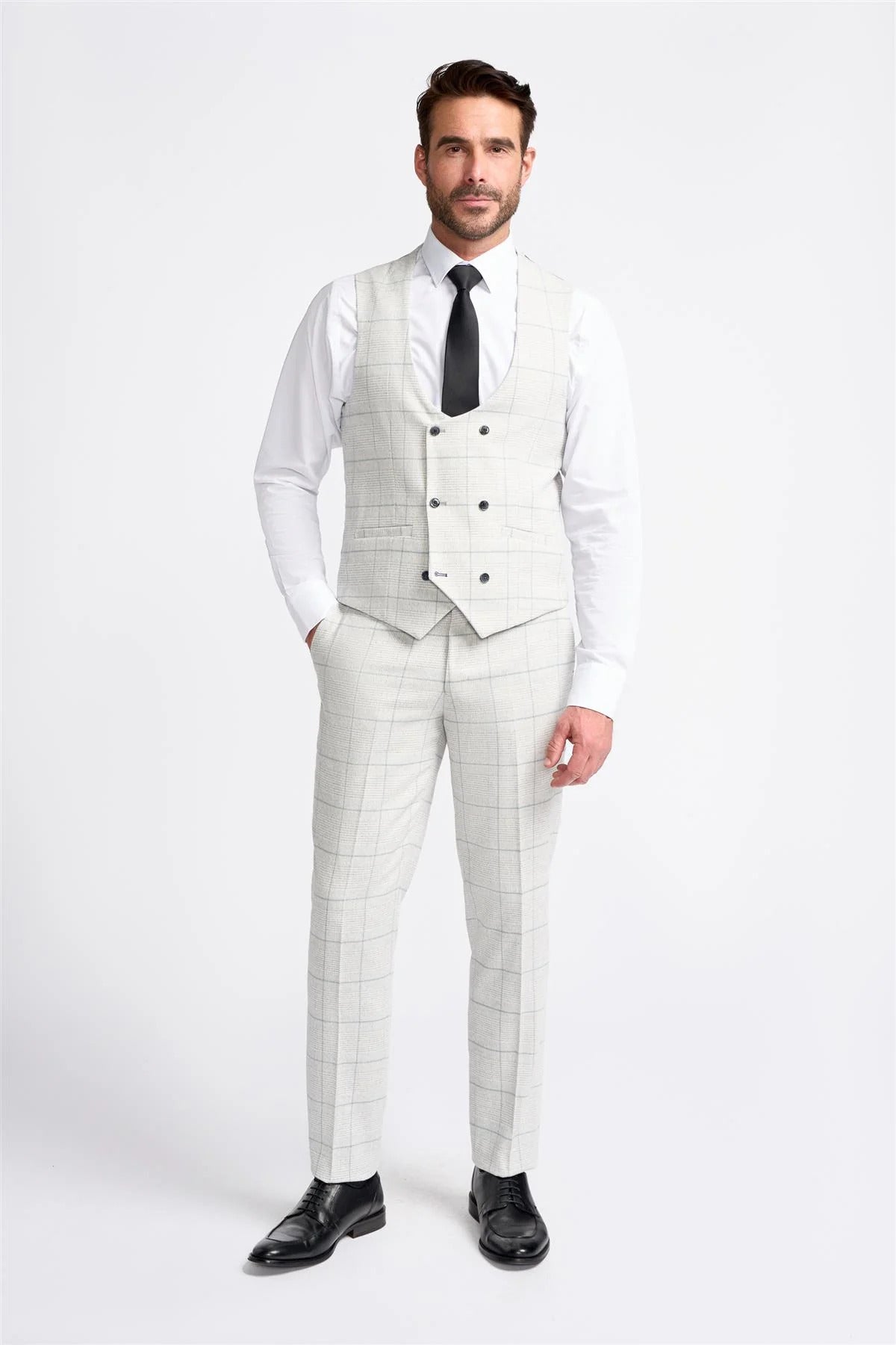RADHIKA WHITE CHECK WAISTCOAT CAVANI