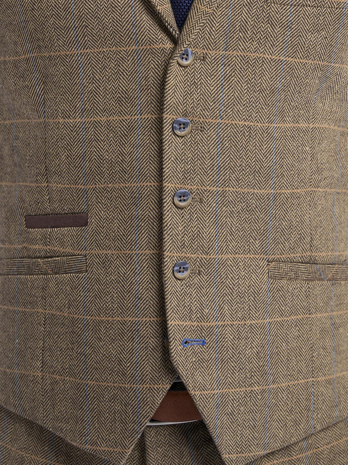 MENS ALBERT BROWN TWEED THREE PIECE SUIT CAVANI