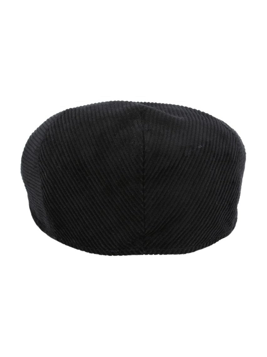 BLACK COTTON CORDUROY FLAT CAP