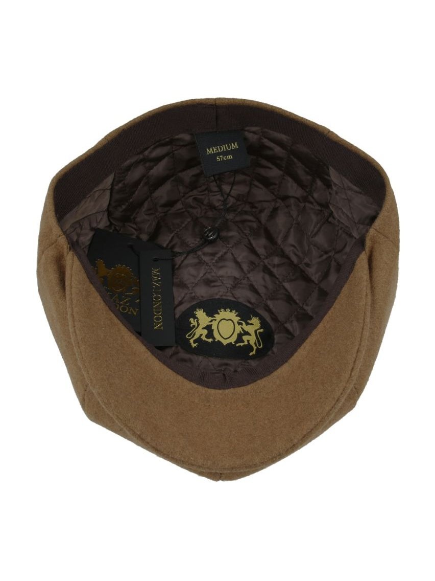 TAN WOOL BLEND NEWSBOY FLAT CAP IN TWEED