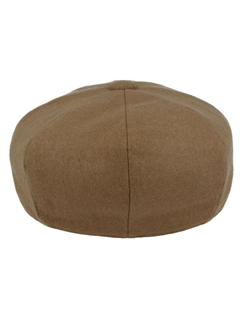 TAN WOOL BLEND NEWSBOY FLAT CAP IN TWEED