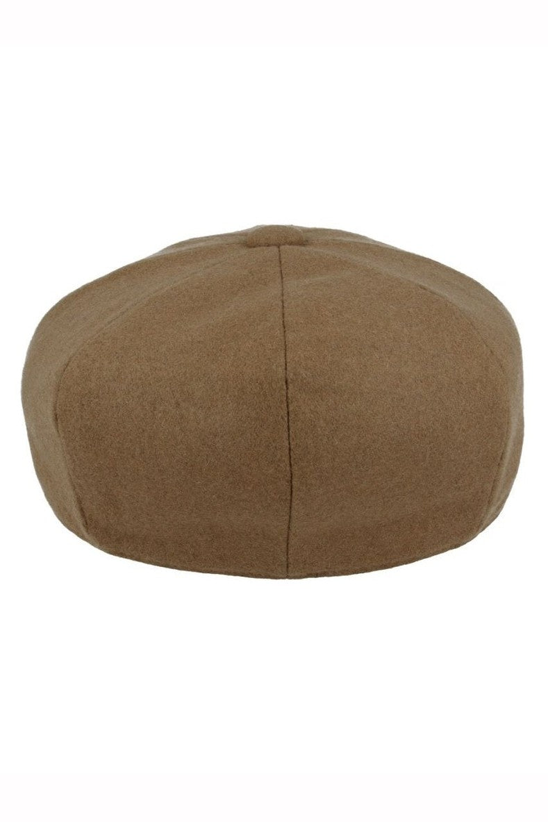 TAN WOOL BLEND NEWSBOY FLAT CAP IN TWEED