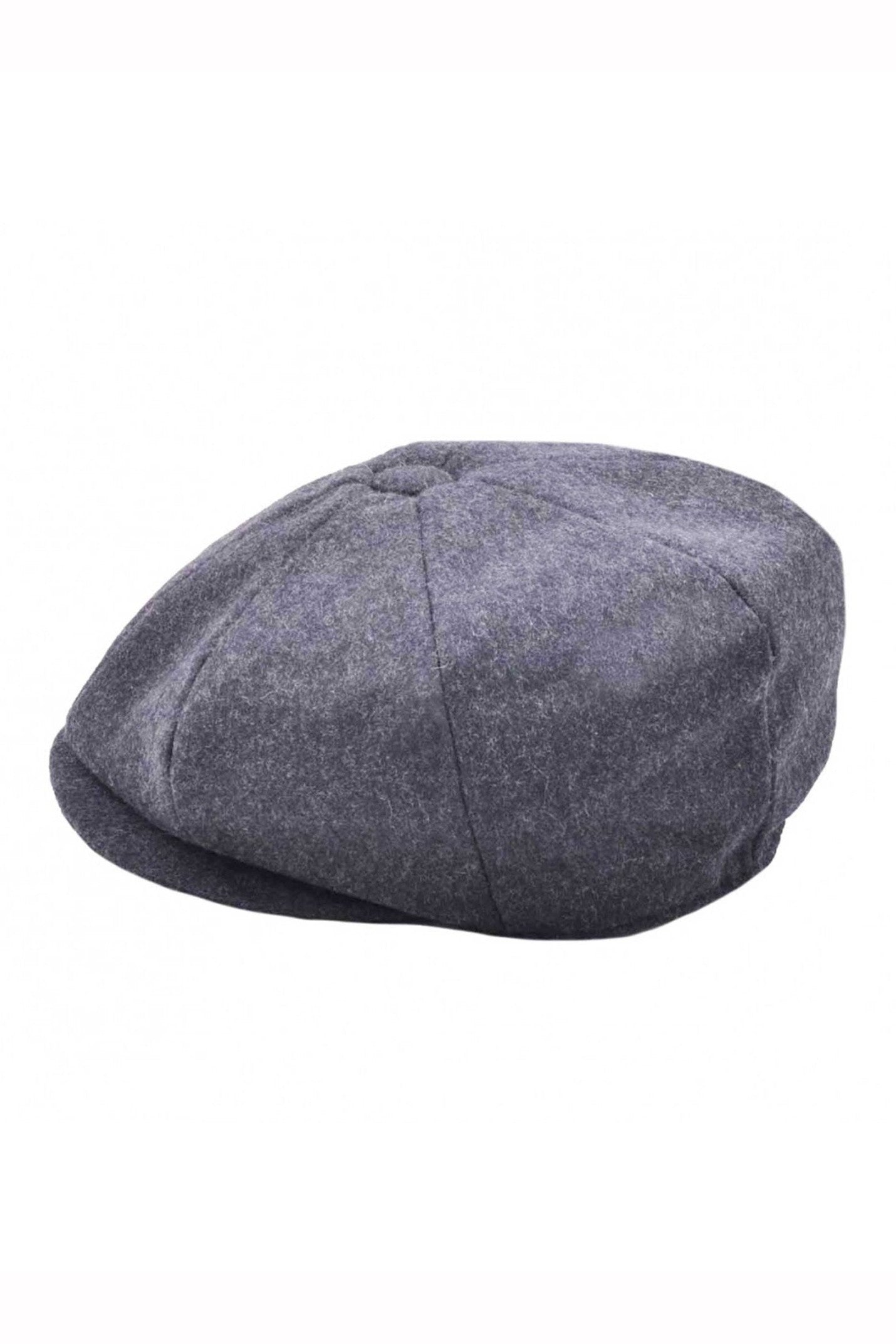 GREY WOOL BLEND NEWSBOY FLAT CAP IN TWEED