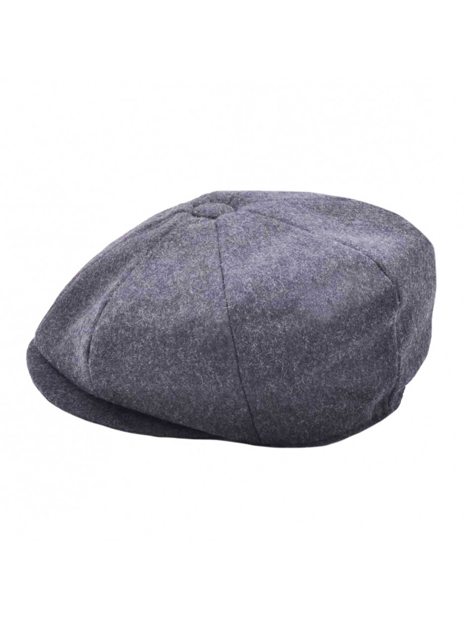 GREY WOOL BLEND NEWSBOY FLAT CAP IN TWEED
