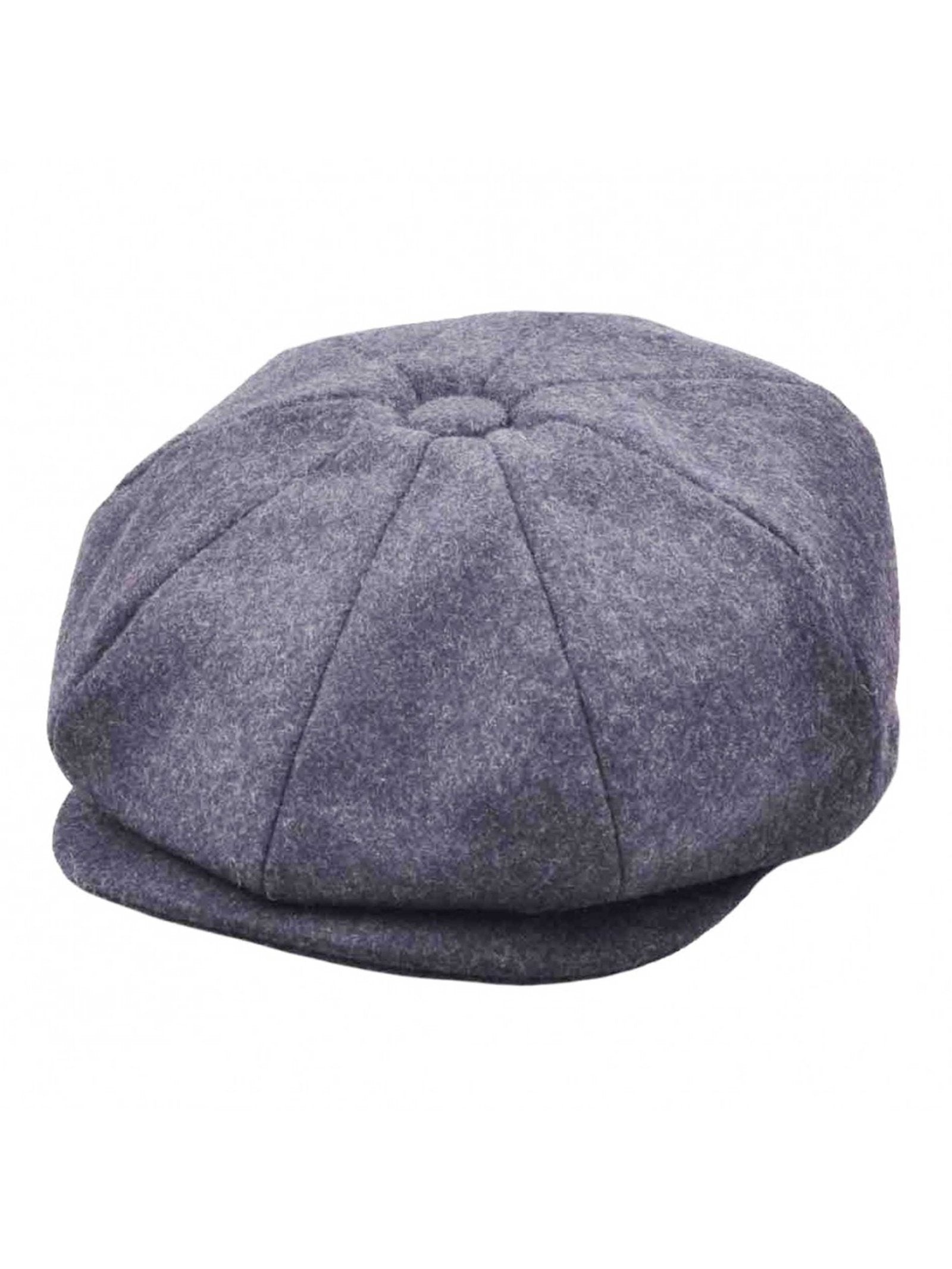GREY WOOL BLEND NEWSBOY FLAT CAP IN TWEED