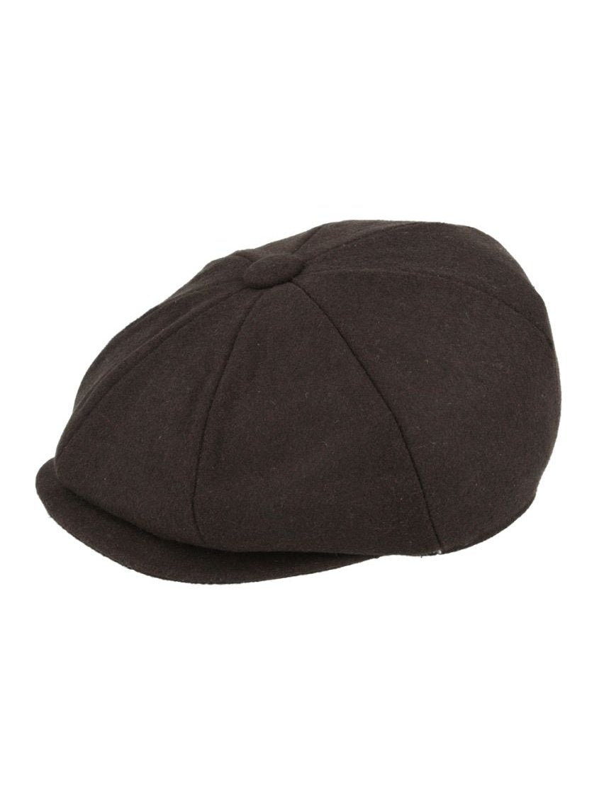 BROWN WOOL BLEND NEWSBOY FLAT CAP IN TWEED