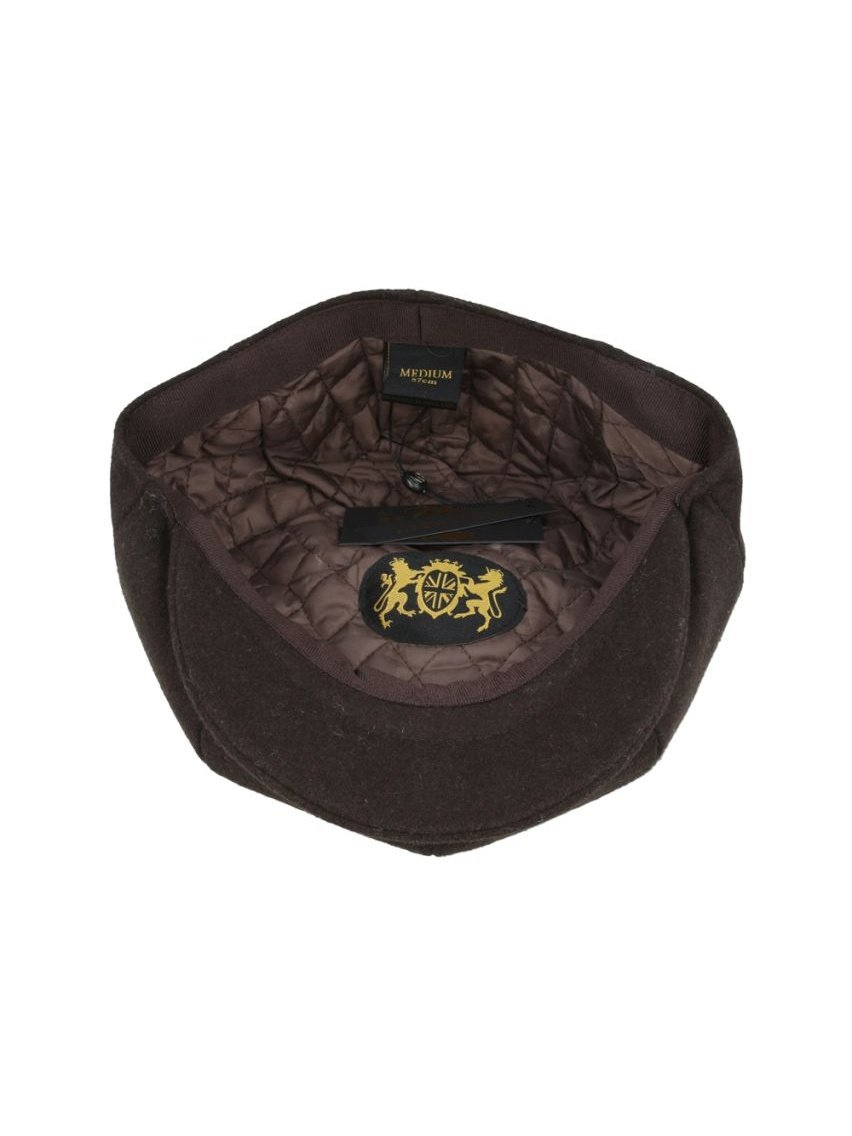 BROWN WOOL BLEND NEWSBOY FLAT CAP IN TWEED