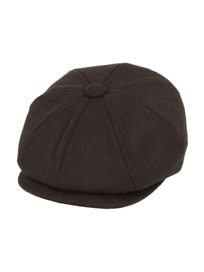 BROWN WOOL BLEND NEWSBOY FLAT CAP IN TWEED