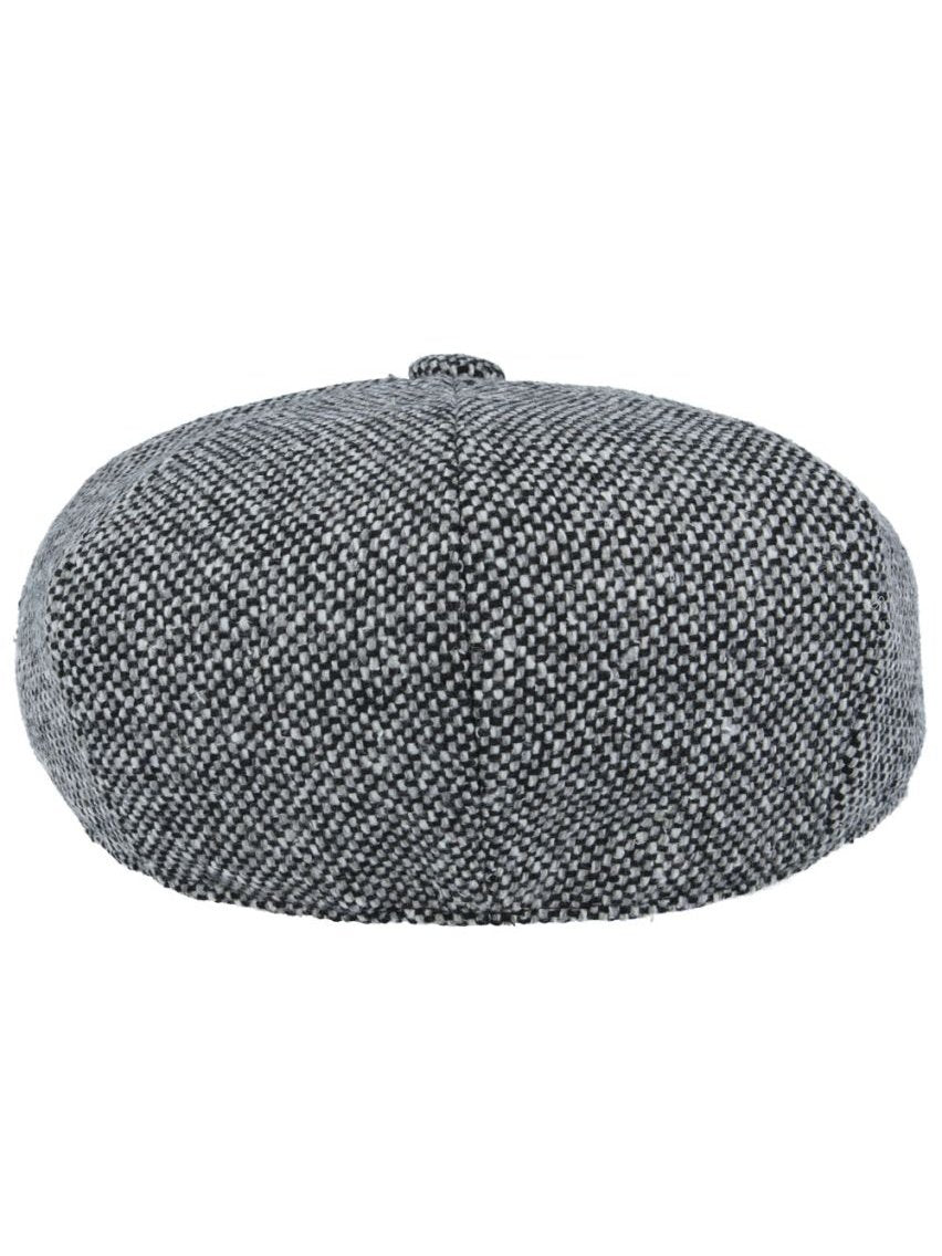 GREY TWEED WOOL BLEND NEWSBOY FLAT CAP