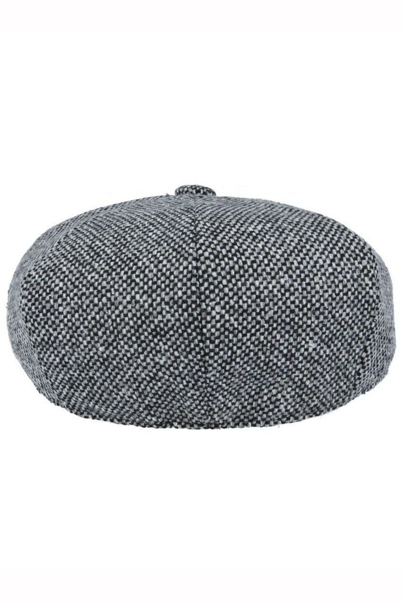 GREY TWEED WOOL BLEND NEWSBOY FLAT CAP