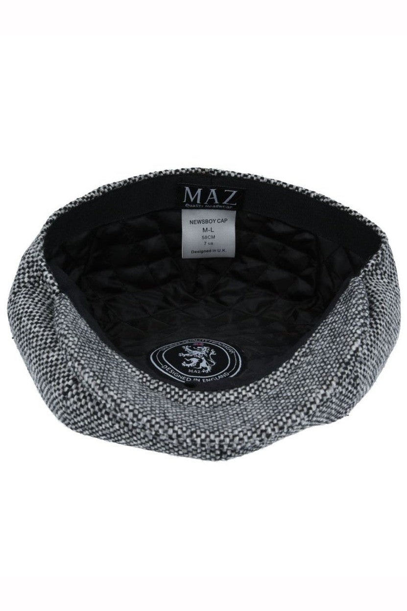 GREY TWEED WOOL BLEND NEWSBOY FLAT CAP