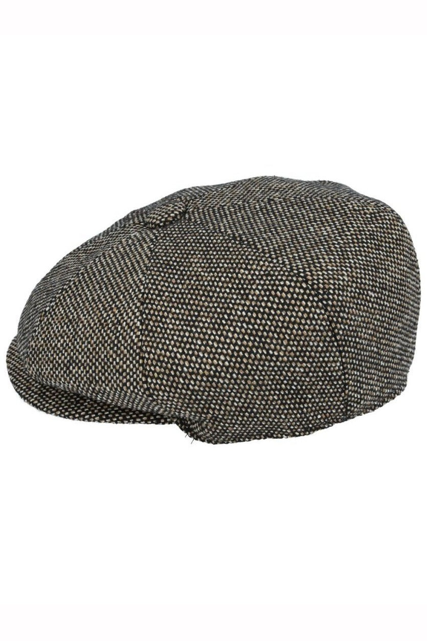 TAN TWEED WOOL BLEND NEWSBOY FLAT CAP