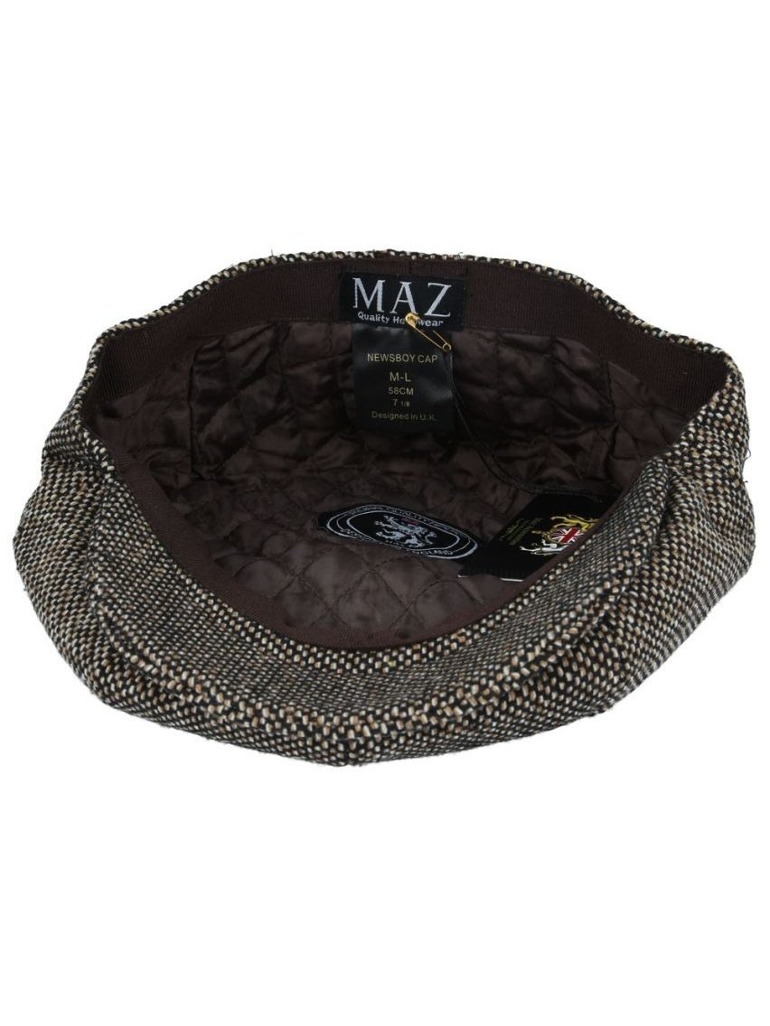 TAN TWEED WOOL BLEND NEWSBOY FLAT CAP