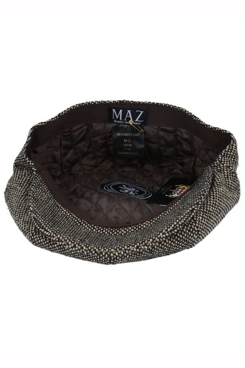 TAN TWEED WOOL BLEND NEWSBOY FLAT CAP