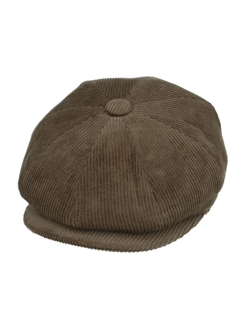 GREEN COTTON CORDUROY NEWSBOY FLAT CAP
