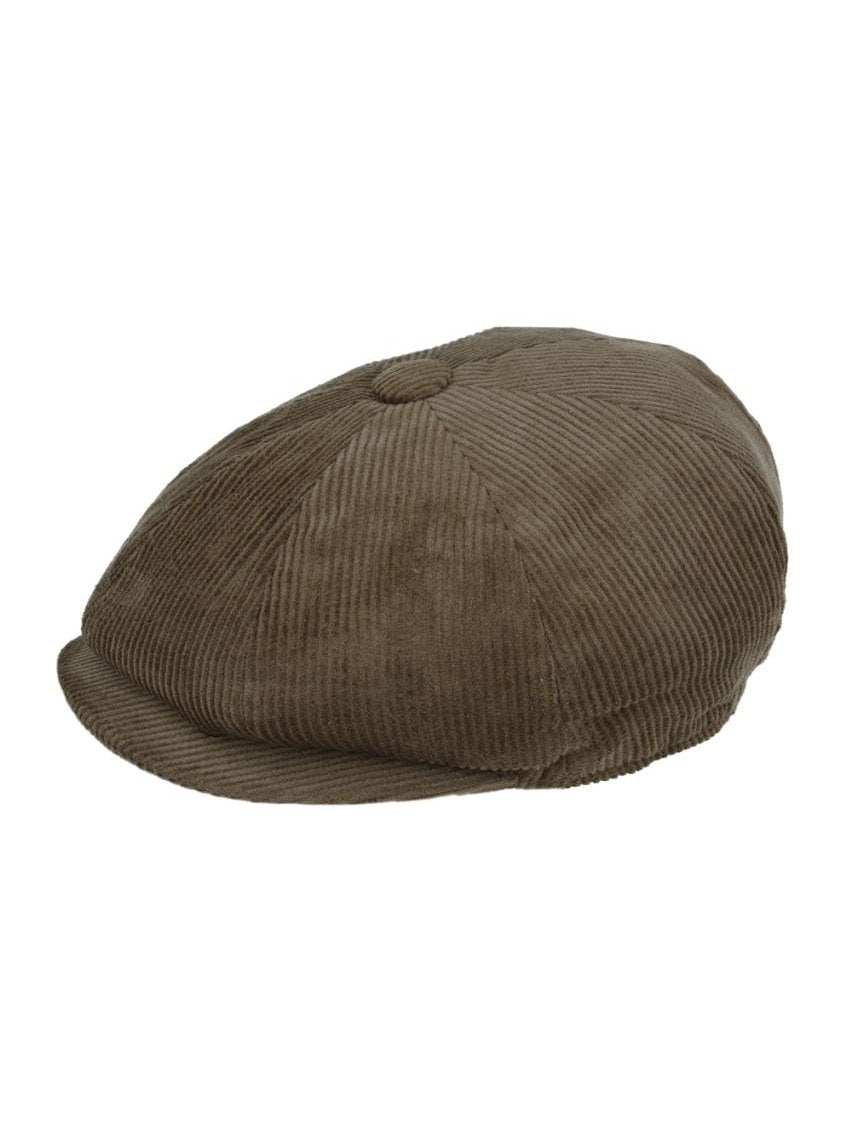GREEN COTTON CORDUROY NEWSBOY FLAT CAP