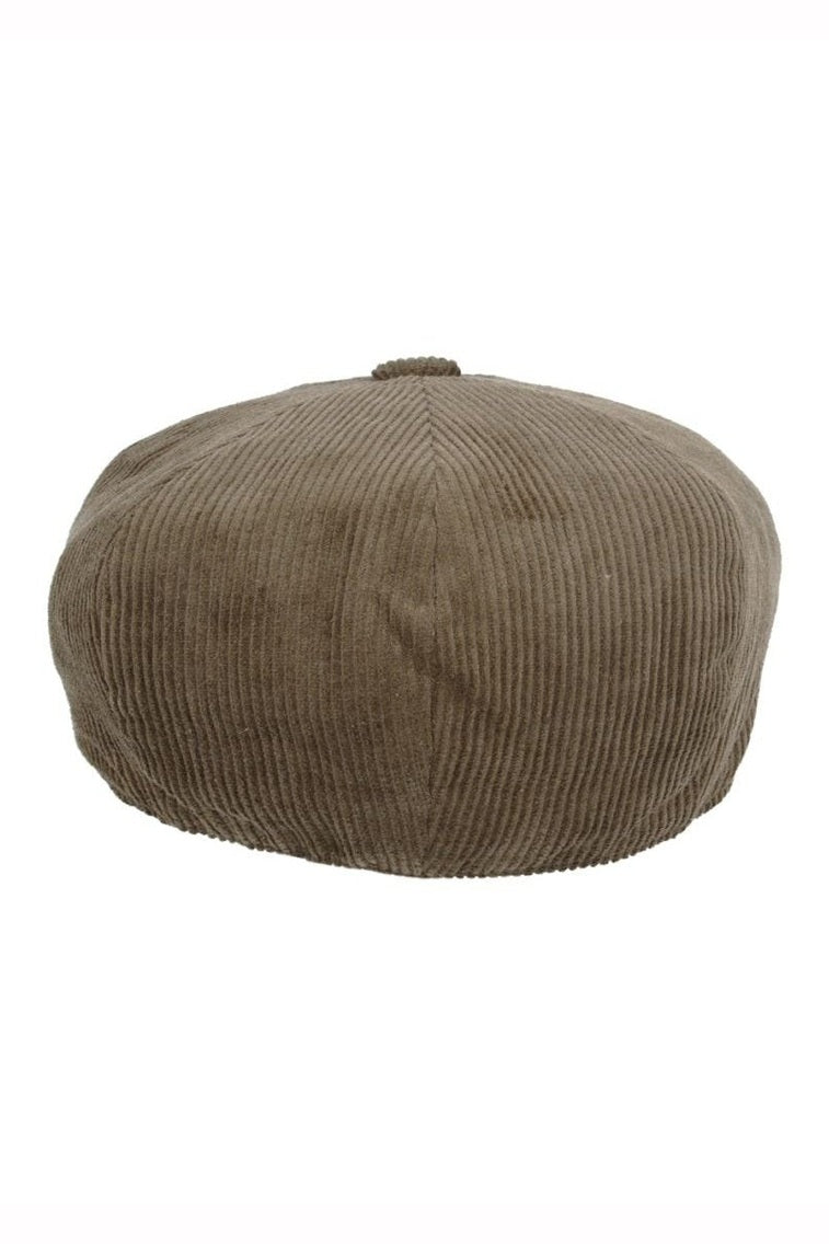 GREEN COTTON CORDUROY NEWSBOY FLAT CAP
