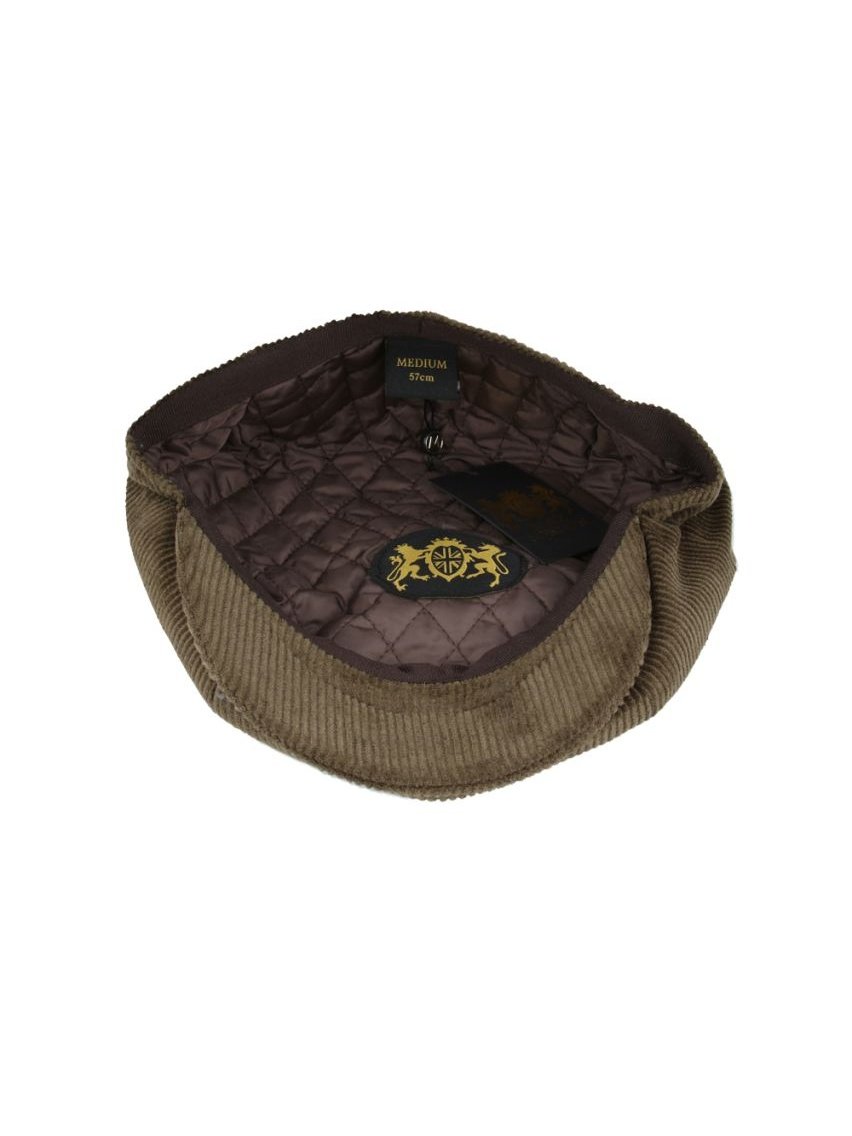 GREEN COTTON CORDUROY NEWSBOY FLAT CAP