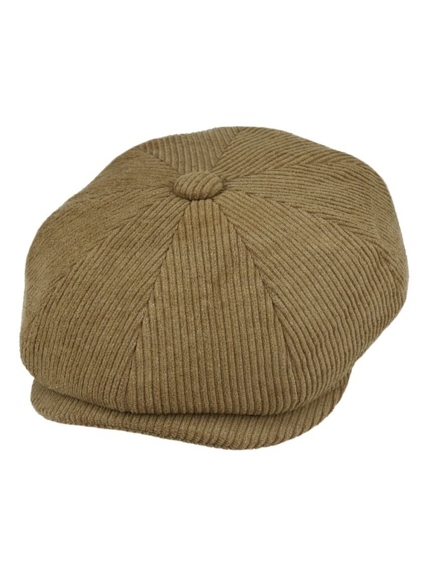 TAN COTTON CORDUROY NEWSBOY FLAT CAP