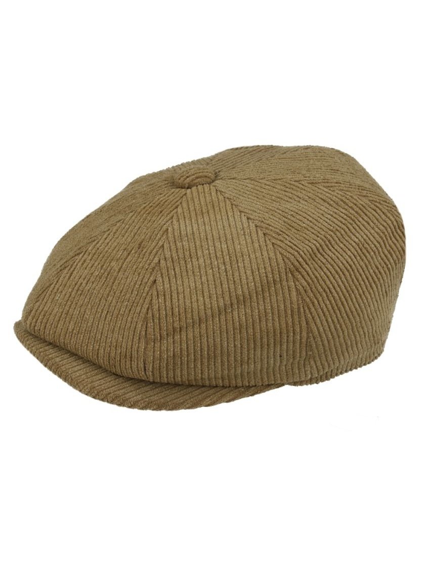 TAN COTTON CORDUROY NEWSBOY FLAT CAP