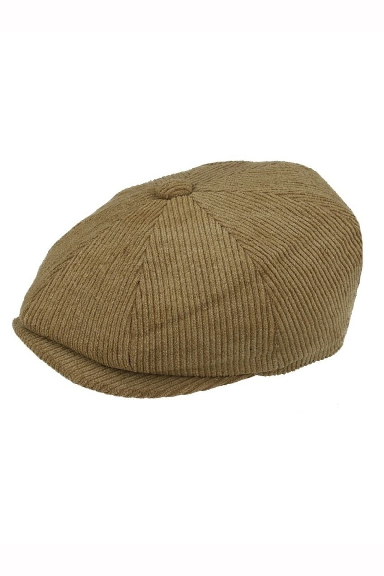 TAN COTTON CORDUROY NEWSBOY FLAT CAP