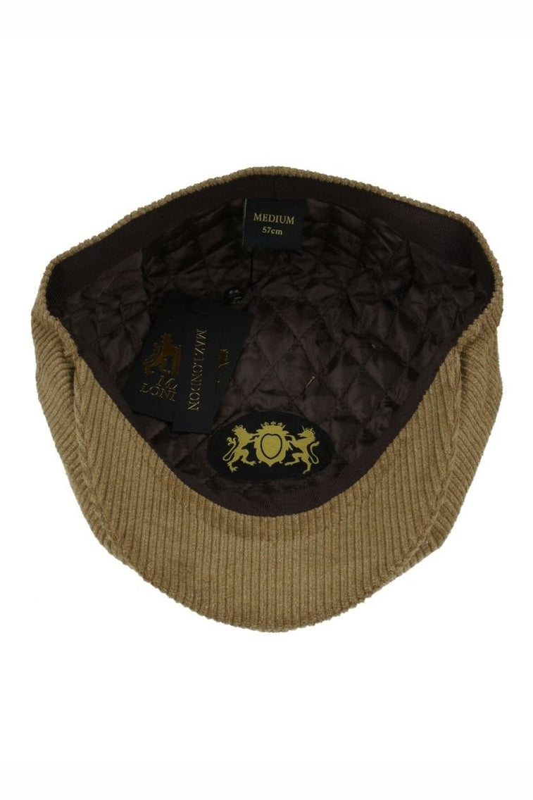 TAN COTTON CORDUROY NEWSBOY FLAT CAP
