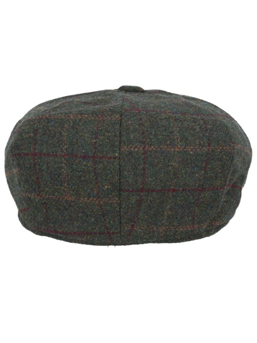 GREEN WOOL BLEND TWEED CHECK NEWSBOY CAP