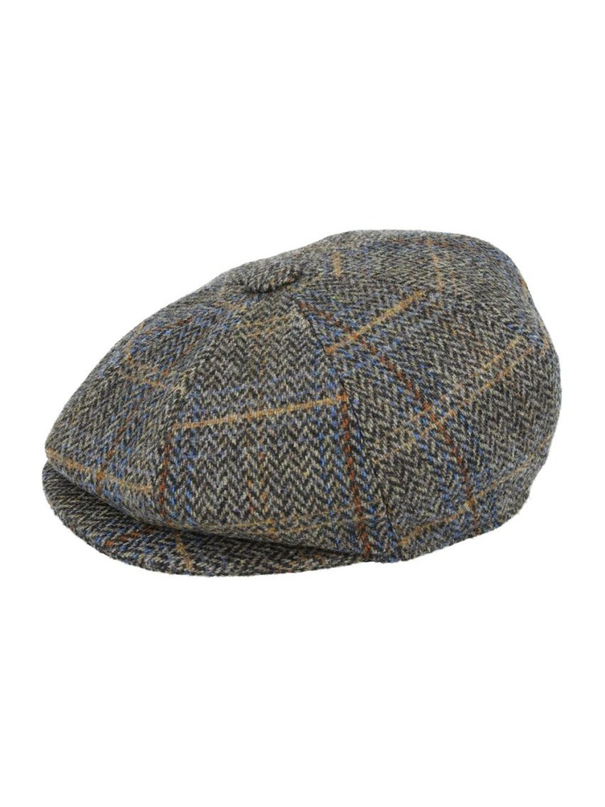 BROWN HERRINGBONE WOOL NEWSBOY CAP