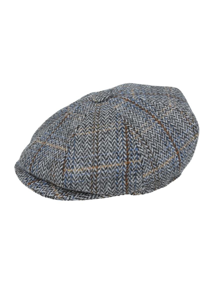 GREY HERRINGBONE WOOL NEWSBOY CAP