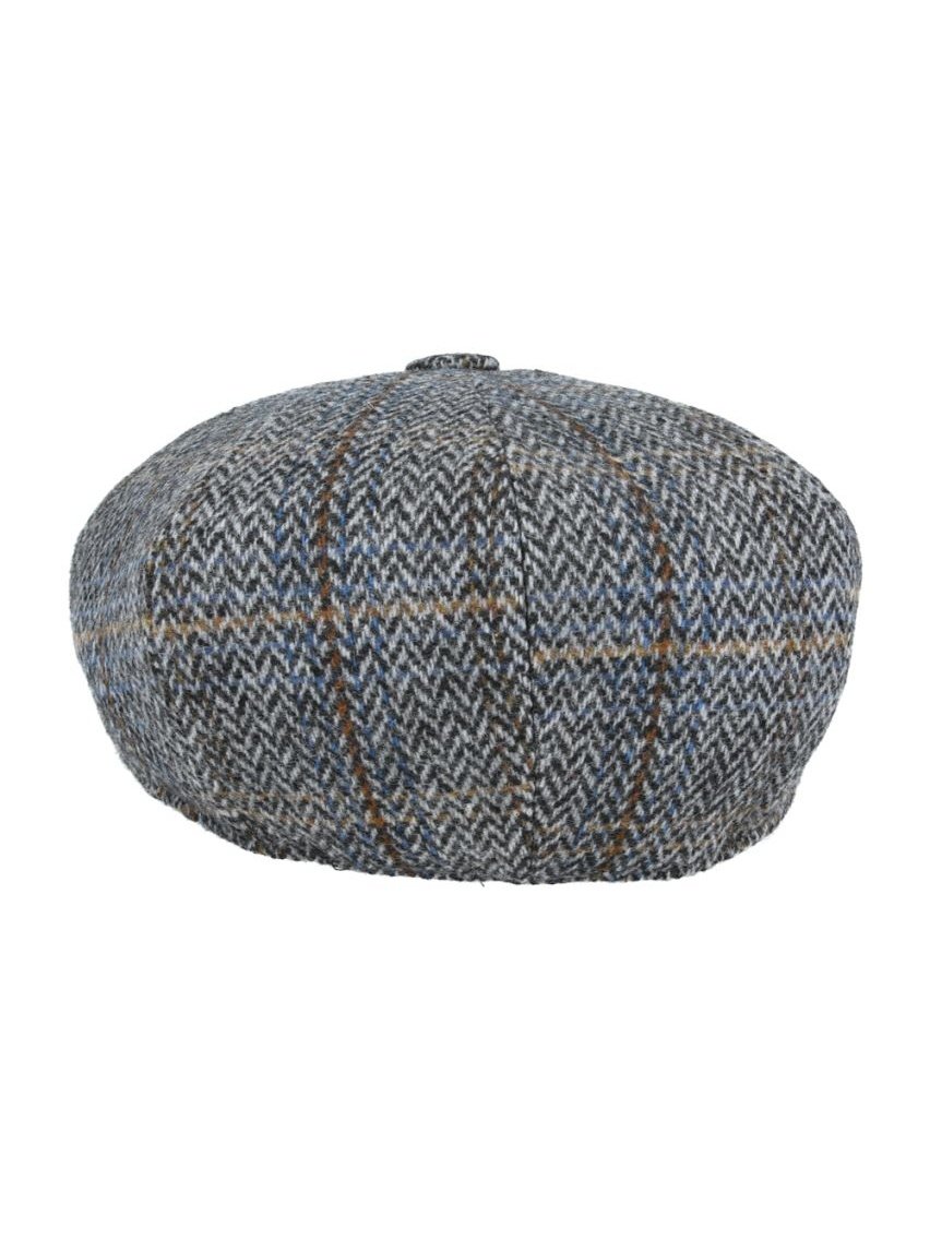 GREY HERRINGBONE WOOL NEWSBOY CAP