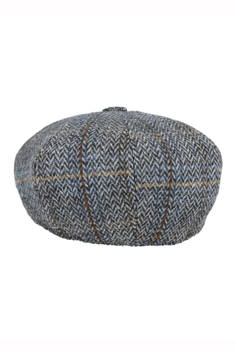 GREY HERRINGBONE WOOL NEWSBOY CAP